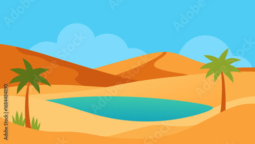 Find Serenity at a Tranquil Desert Oasis Peaceful Nature Vector Artwork