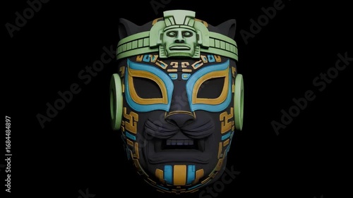 Wrestling mask inspired by the ancient Toltec culture