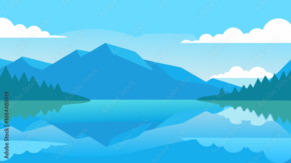 Crystal Clear Lake Reflecting Sky Nature Vector Image Capturing Tranquil Scene Crystal Clear Lake Reflecting Sky Nature Vector Image Capturing Tranquil Scene