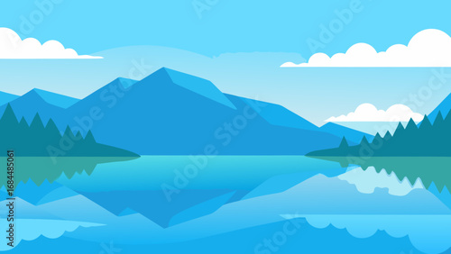 Crystal Clear Lake Reflecting Sky Nature Vector Image Capturing Tranquil Scene