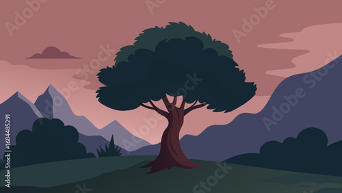 Dark Juniper Bush Nature Vector Graphic Depicting Evergreen Shrub