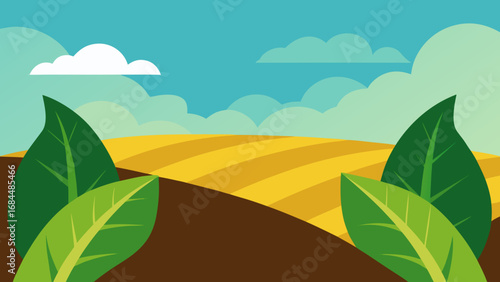 Broad Tobacco Field Nature Vector Image Capturing Agricultural Crop
