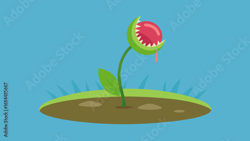 Venus Flytrap Bog Nature Vector Image Capturing Carnivorous Plant Habitat