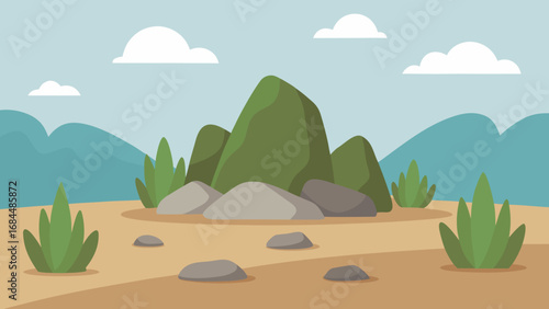 Textured Rock Garden Nature Vector Art Showcasing Unique Botanical Design