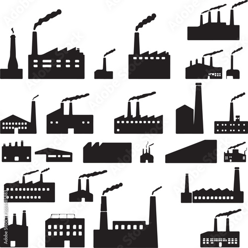 Factory Silhouette Industrial Landscape