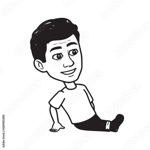 Handsome Man Black and White Illustration Vector Image Male Portrait Fashion Sketch Line Art Design