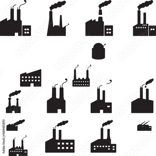 Factory Silhouette Vector Graphics
