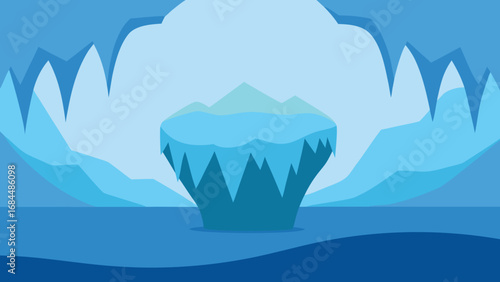 Mysterious Deep Ice Cave a Frozen Nature Vector Illustration
