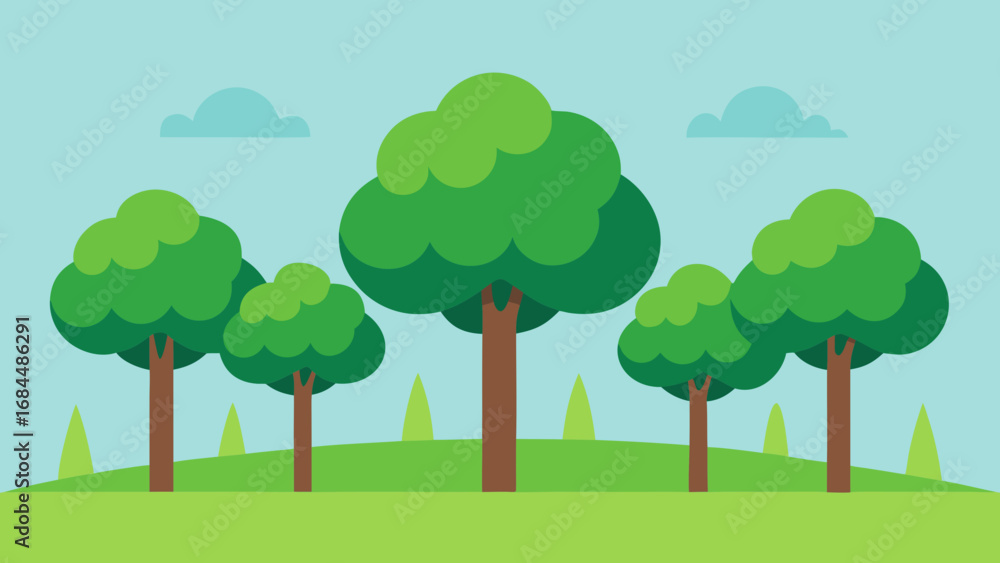 Fototapeta premium Charming Small Grove of Trees a Peaceful Nature Vector Illustration