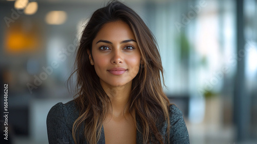 Wallpaper Mural Confident Young Woman Posing in a Bright Office Environment with Professional Demeanor Torontodigital.ca