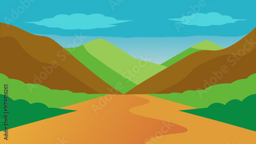 Expansive Broad Valley Floor a Serene Nature Vector Illustration