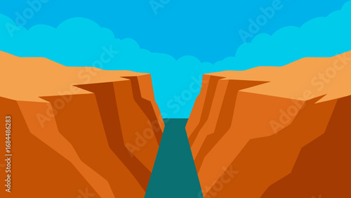 Mysterious Deep Canyon Bottom a Secluded Nature Vector Illustration