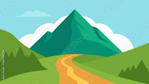 Dramatic Narrow Mountain Pass a Rugged Nature Vector Illustration