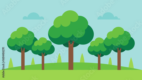 Charming Small Grove of Trees a Peaceful Nature Vector Illustration