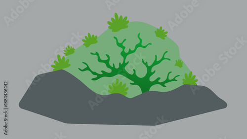 Fascinating Lichen Patch on a Grey Rock Nature Vector Illustration