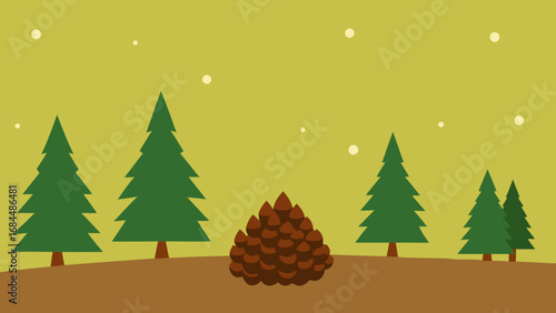 Rustic Scattered Pine Cones a Woodland Nature Vector Illustration