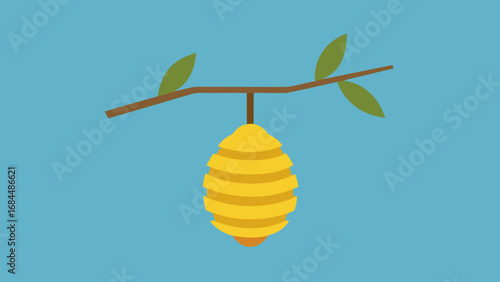 Buzzing Bee Hive Hanging from a Branch a Sweet Nature Vector Image