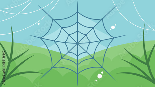 Glistening Spiderweb with Morning Dew a Delicate Nature Vector Image