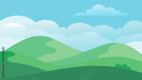 Mystical Fog Rolling In Over Hills a Tranquil Nature Vector Scene