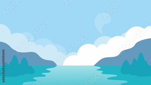 Ethereal Mist Rising from a Lake a Mysterious Nature Vector Scene
