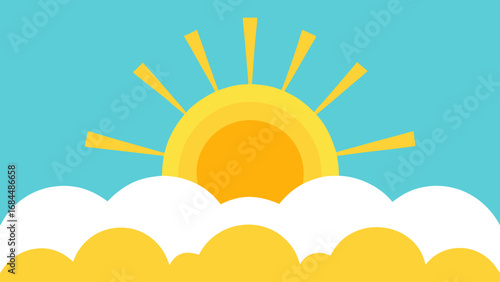Radiant Sun Rays Piercing Through Clouds a Nature Vector Illustration