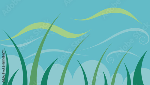 Gentle Wind Patterns in Tall Grass a Serene Nature Vector Illustration