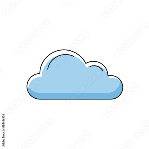 Stylized sky cloud with rounded edges, floating calmly in an atmosphere of serenity