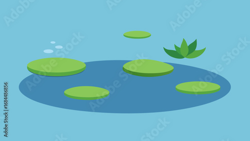 Peaceful Lily Pads Floating on a Calm Pond Surface Nature Vector Illustration
