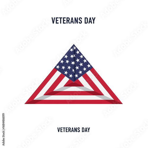 Abstract geometric patriotic composition honoring veterans with american flag imagery