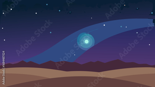 Milky Way Galaxy Landscape Vector Nature Illustration Cosmic Night Scene