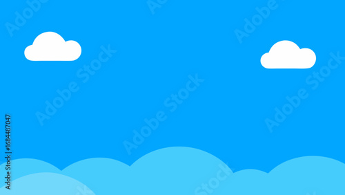 Clear Blue Sky Minimal Clouds Vector Nature Illustration Bright Sunny Day