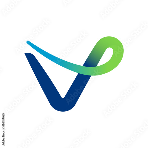 Gradient check mark logo in blue and green, symbolizing success, approval, and progress for modern business branding.