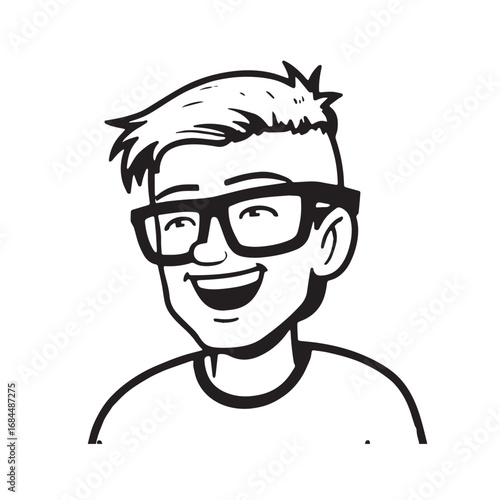 Handsome Man Black and White Illustration Vector Image Male Portrait Fashion Sketch Line Art Design