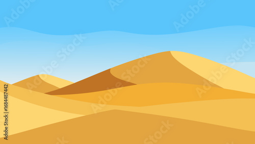 Smooth Sand Dunes Vector Nature Illustration Arid Desert Landscape