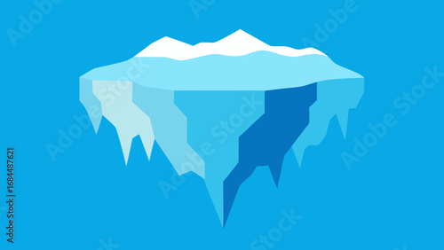 Melting Glacier Icebergs Vector Nature Illustration Arctic Climate Scene