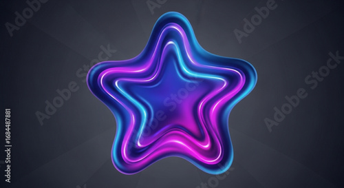 Glowing star shape with neon light effect vector illustration for graphic design and background use cases