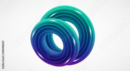 Abstract gradient torus shape blue and green design render for modern background and wallpaper design idea