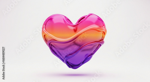 Gradient heart love symbol design for valentine's day concept with beautiful color and white background