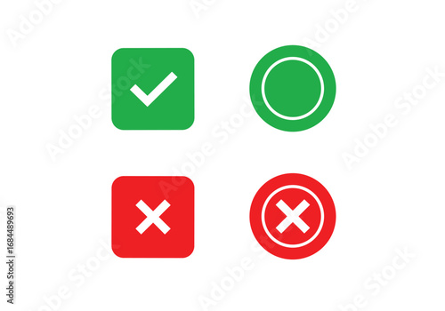 Visual representation of correct incorrect status indicators and decision symbols for user interface design projects