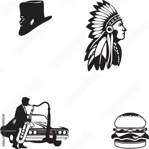 Various Objects Black Silhouette