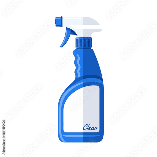Blue spray bottle illustration: Cleanliness concept for home or office sanitation needs