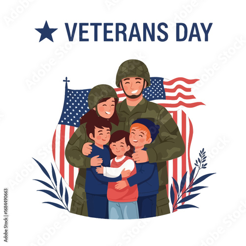 Celebrating veterans day: a heart-warming family embrace in honor of military service