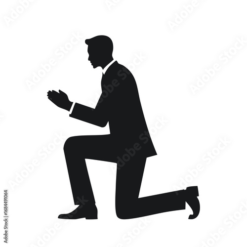 Businessman Kneeling Humble Silhouette Icon