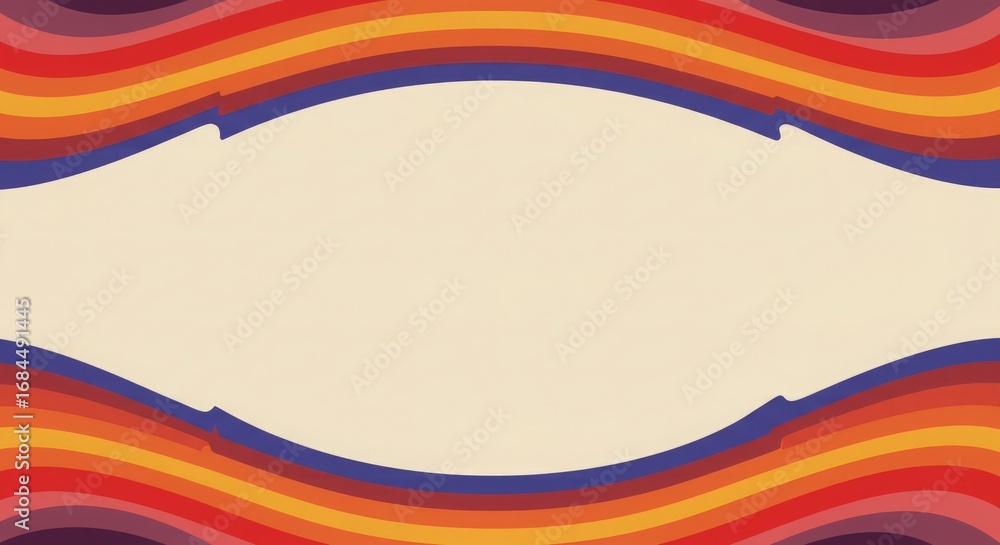 Fototapeta premium Retro rainbow background, vintage 70s style 