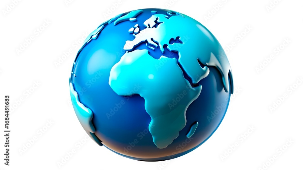 Fototapeta premium Globe highlighting continents and oceans with vibrant colors in a simple and modern design