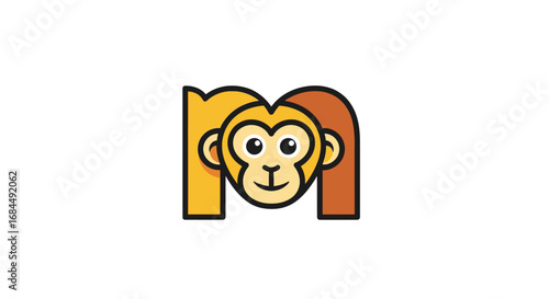 Playful Monkey Letter M Logo Design with Vibrant Colors for Childlike Branding
