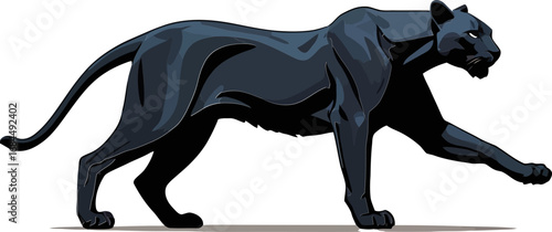 Tiger walking pose illustration, powerful tiger vector, striped predator silhouette, wildlife character asset, graceful motion study, jungle animal design