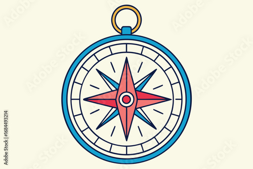 Vintage Compass Rose with Blue and Red Accents navigation direction