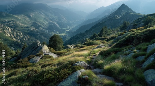 Serene Mountain Valley Sunset Landscape