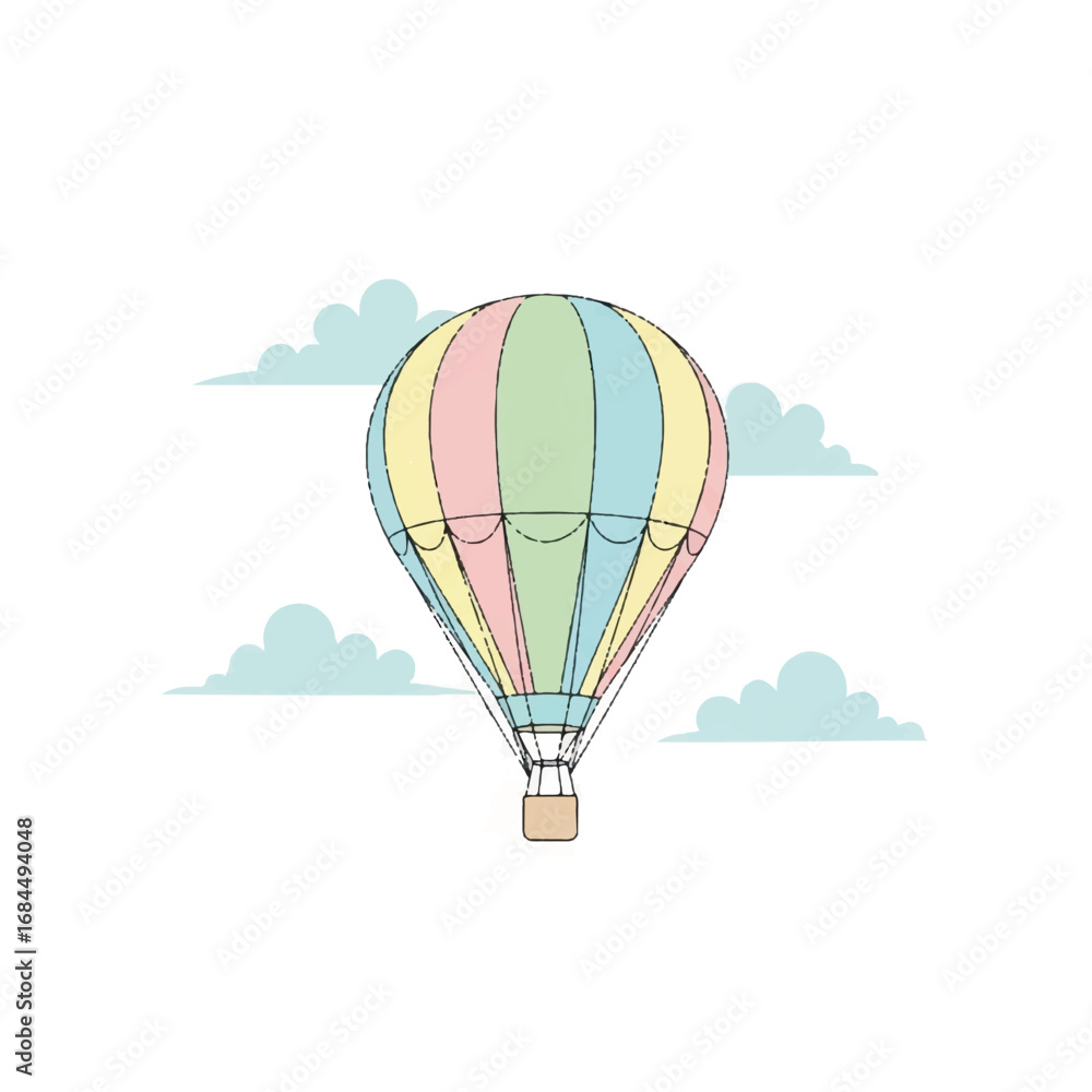 Fototapeta premium Colorful Hot Air Balloon Flying in the Sky with Clouds.
